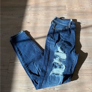 Blue ripped skinny jeans, size 3